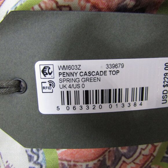 Allsaints Womens Penny Cascade Long Sleeve High-Low Top Size 0 XS Spring Green - Picture 4 of 7